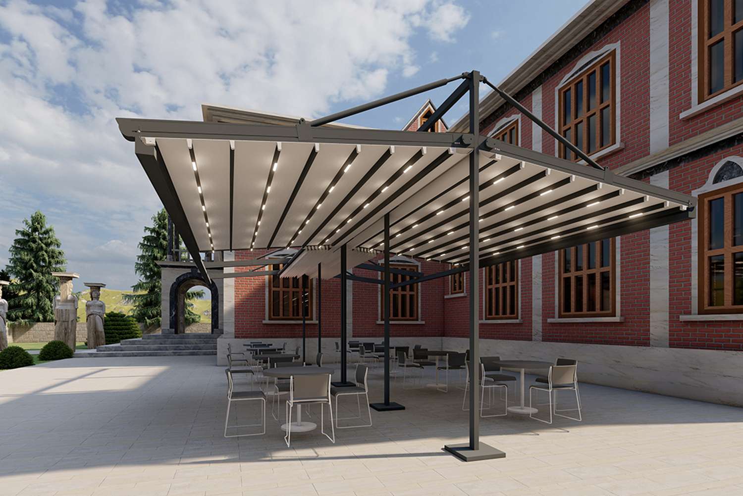 Çift Açılır Askılı Pergola Sistemleri